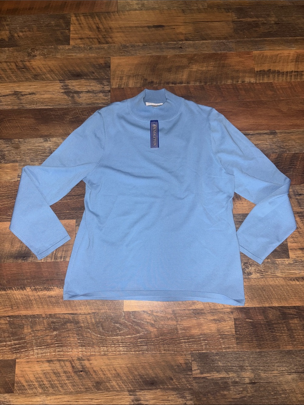 Pendleton Women's Silk-Blend Mock Neck Sweater Top, Merry & Bright Blue, Large
